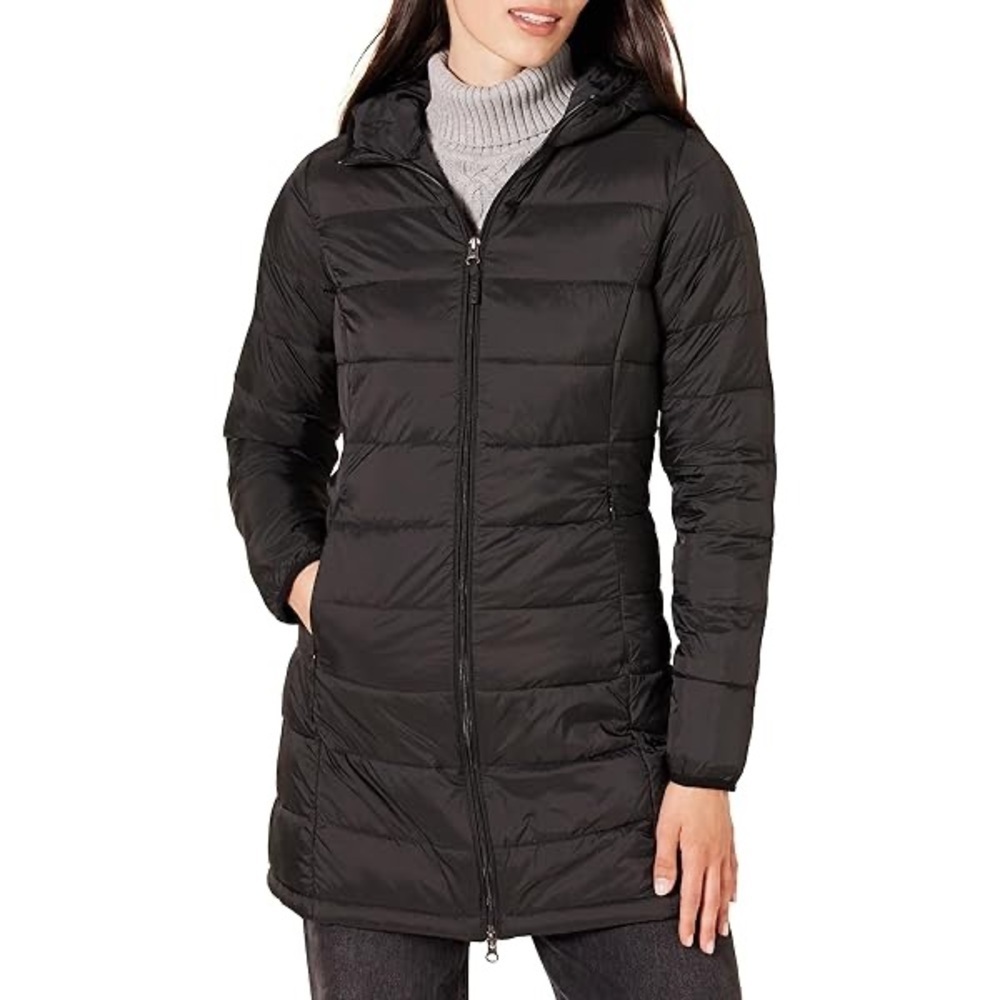 Amazon essentials black package hooded down jacket